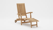 Teak Deluxe Steamer Chair with Wheels & Detachable Footrest Studio