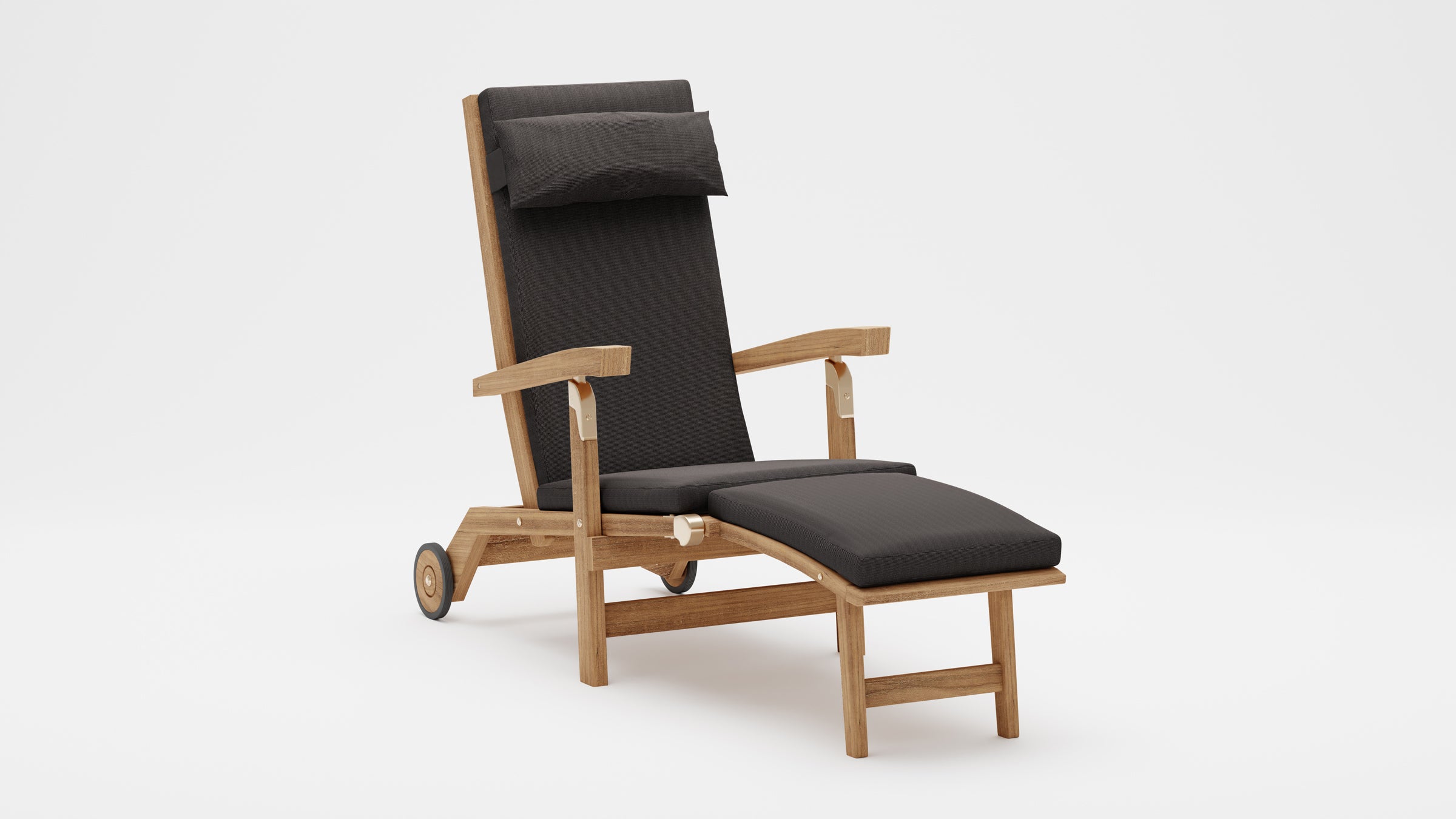 Teak Deluxe Steamer Chair with Graphite Cushion