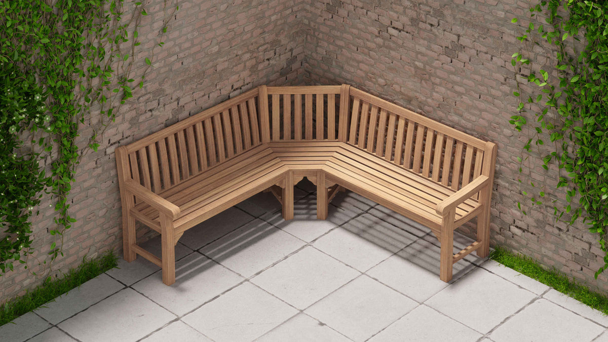 Salisbury Corner Garden Bench - Grade A Teak | Chic Teak