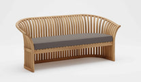 Ascot Teak Outdoor Sofa Three Seater with Light Grey Cushions