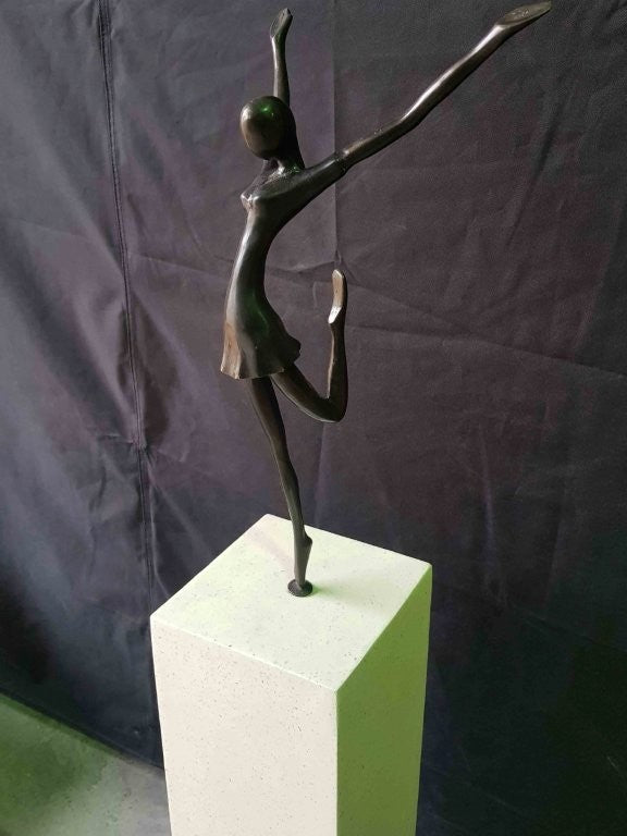Dancing Lady in Dress on White Stand