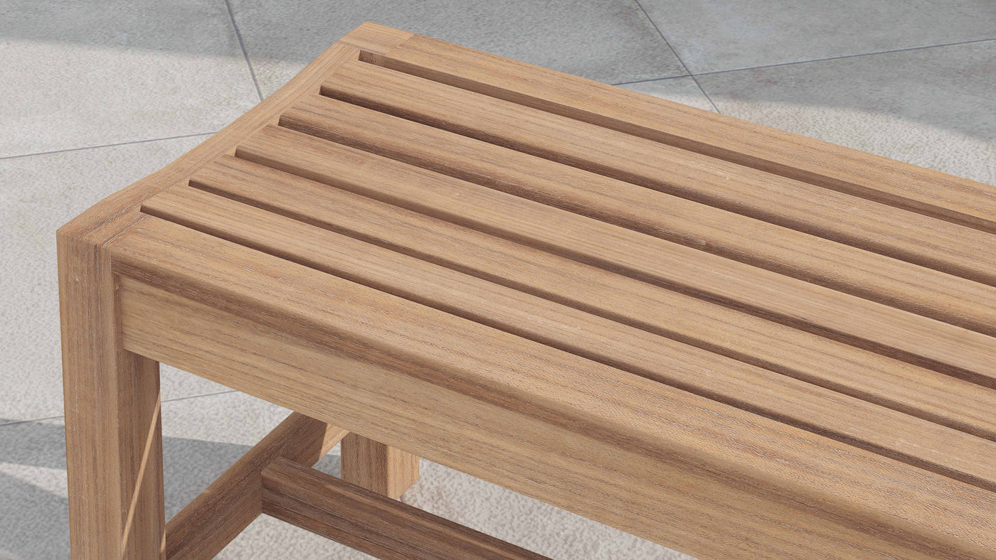 Teak Backless Bench Detailed View