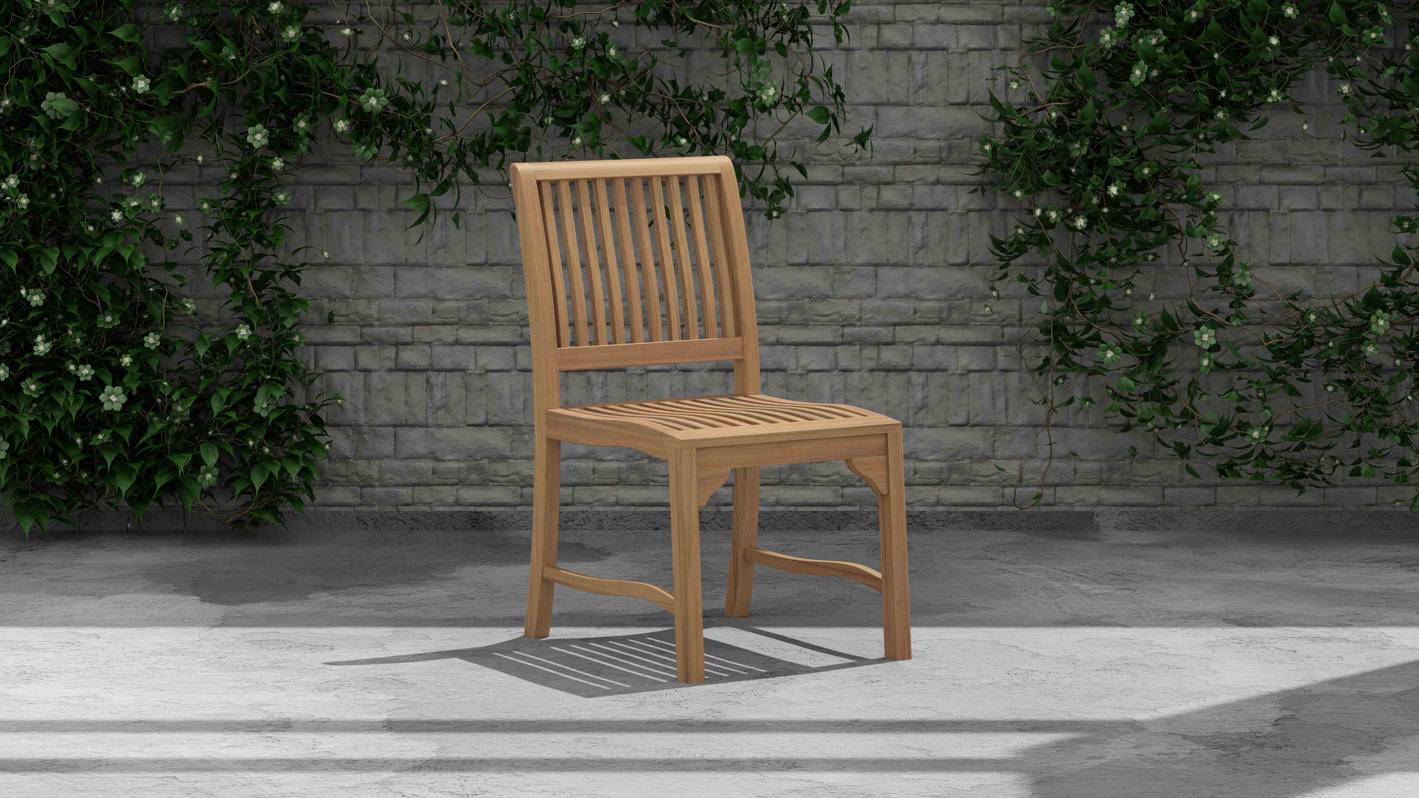 Guildford Teak Garden Dining Chair Front Angled View