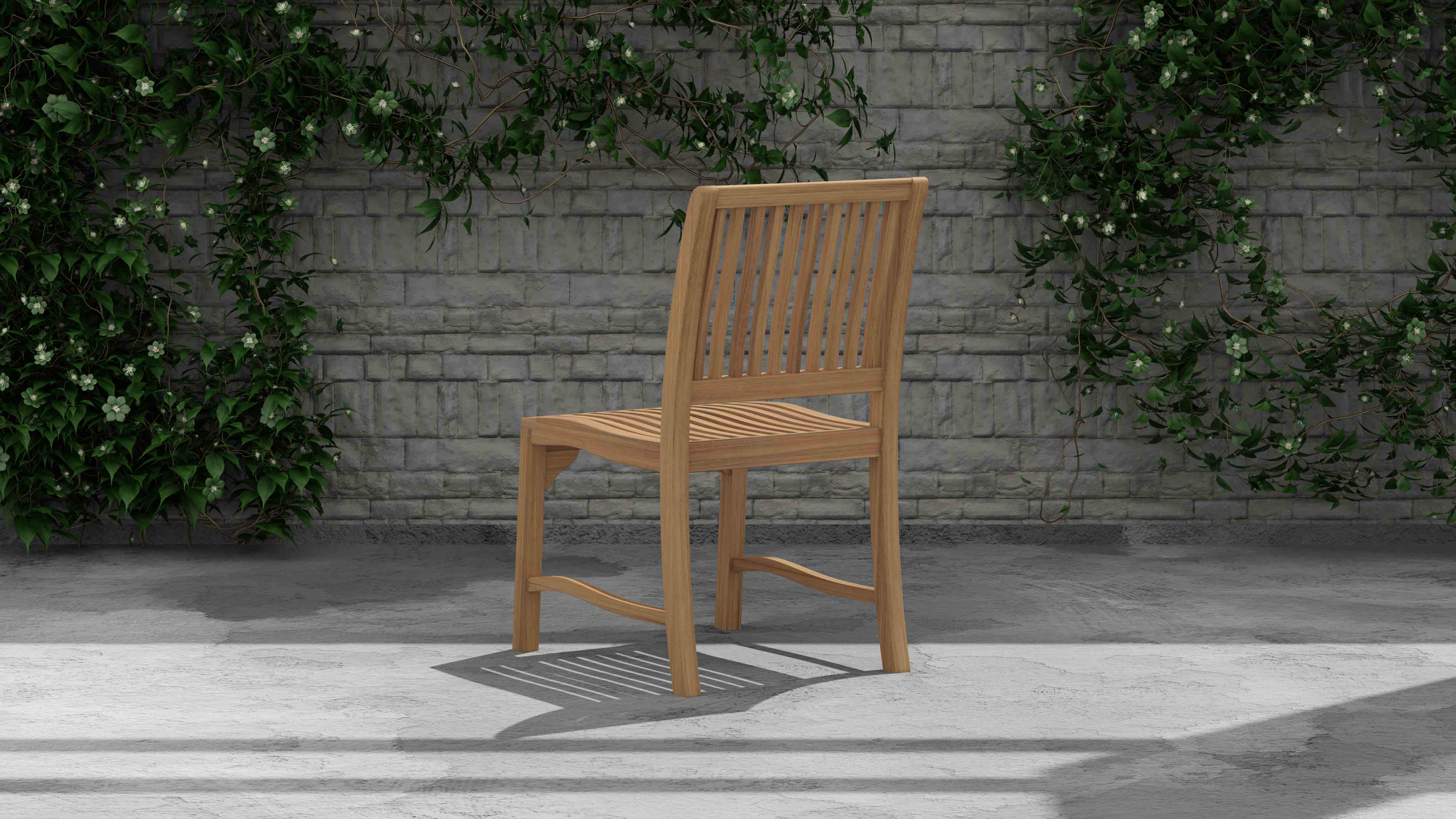 Guildford Teak Garden Dining Chair Rear Angled View