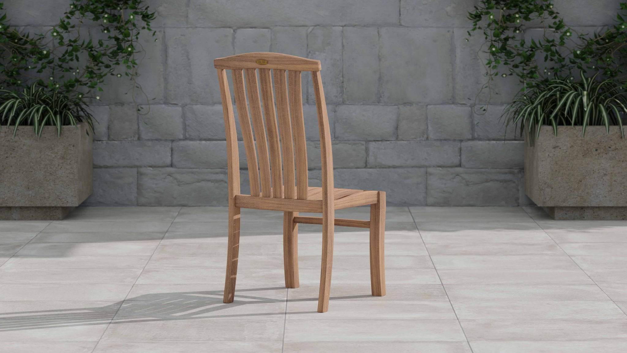 Dorchester Teak Garden Dining Chair Rear Angled View