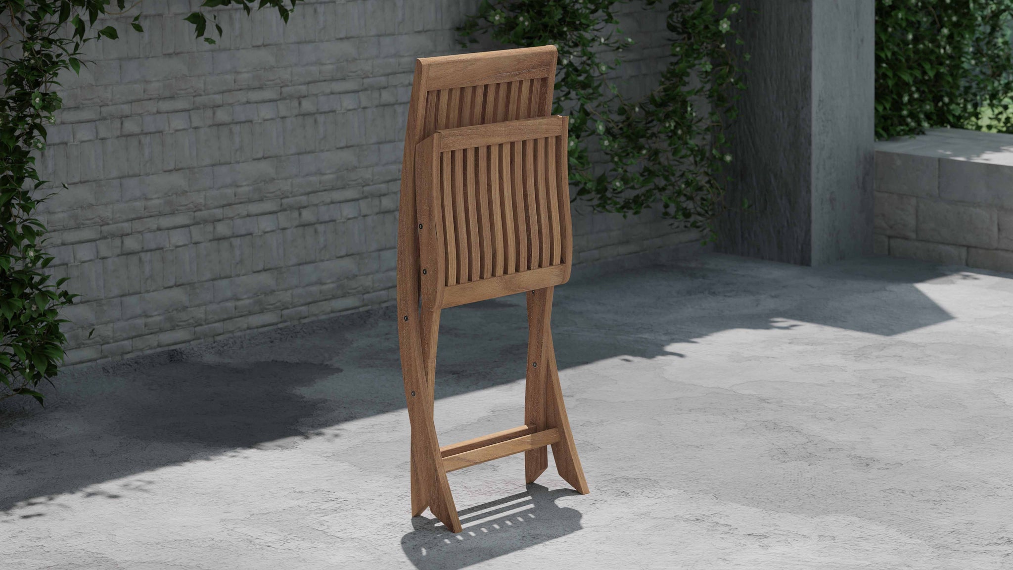 Ripon Teak Garden Dining Chair Shown Folded