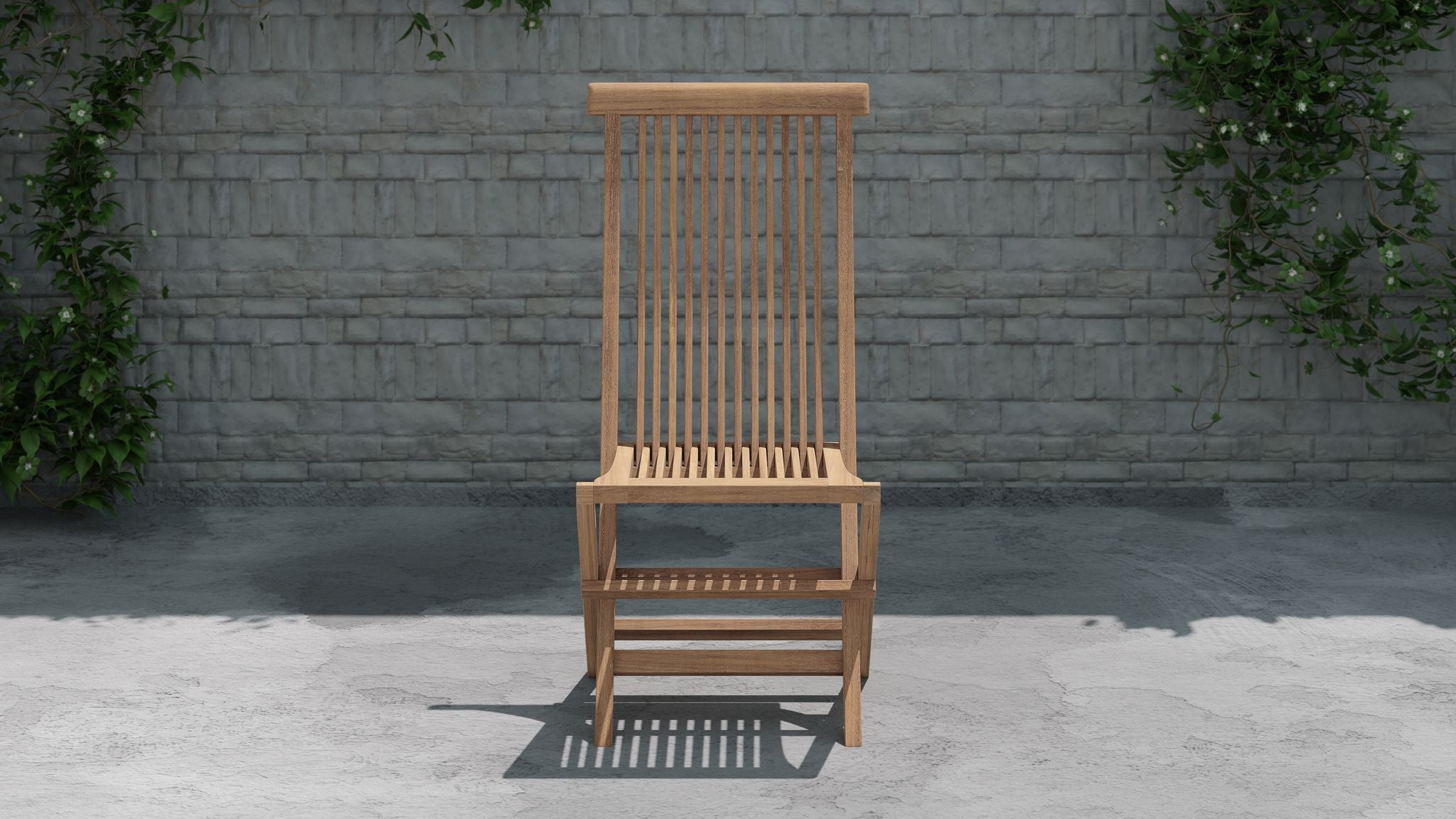 Lincoln Folding Teak Garden Dining Chair  Front View