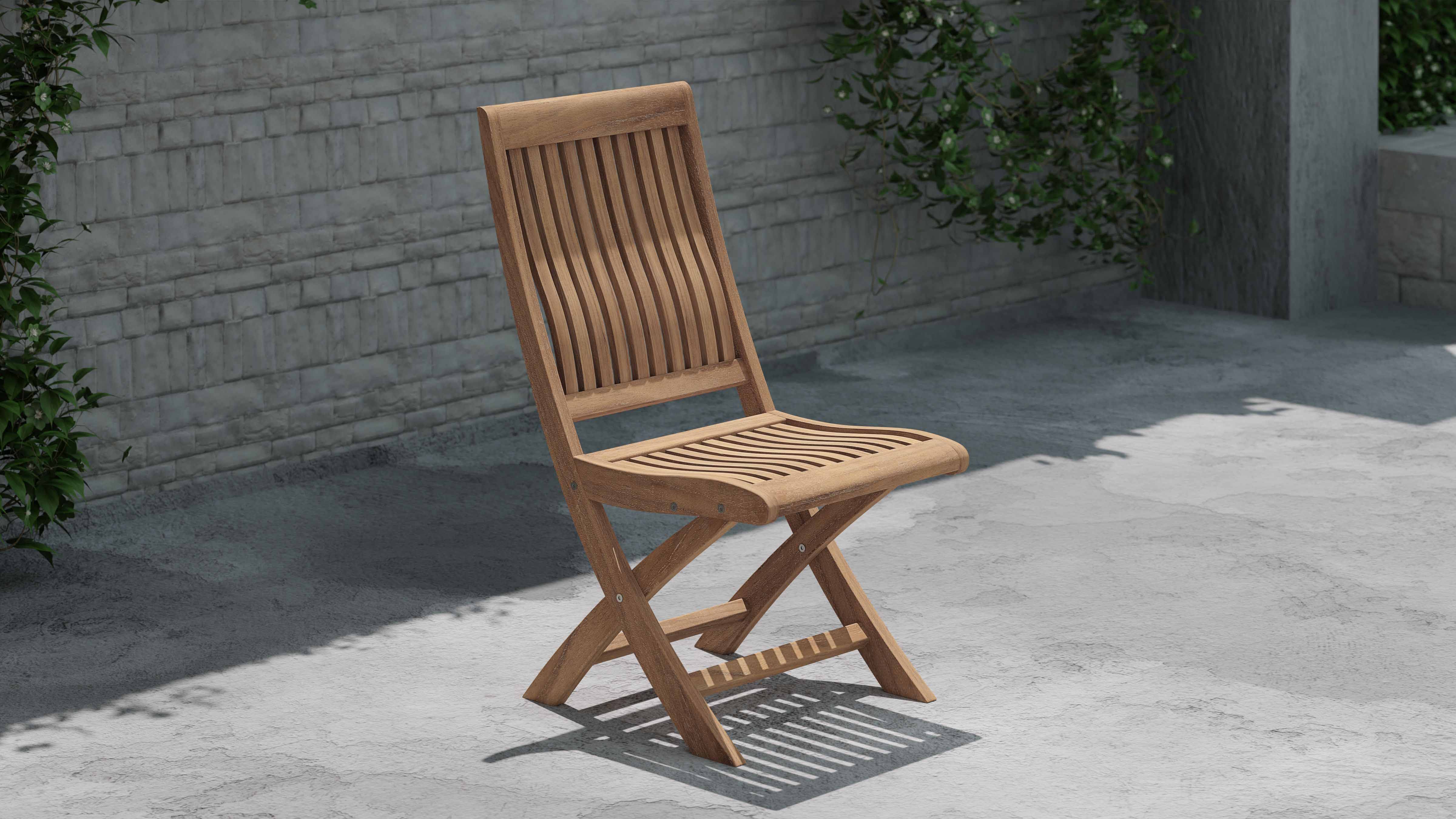 Ripon Teak Garden Dining Chair Side Front View