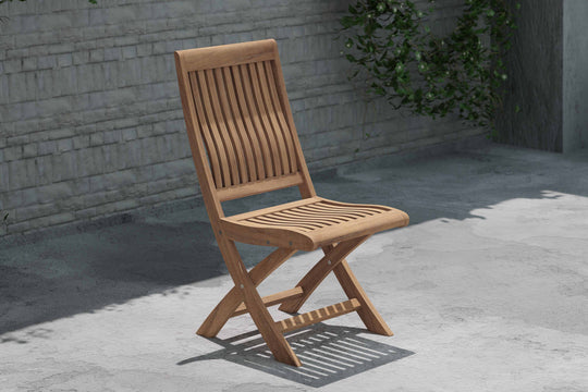 Ripon Teak Garden Dining Chair Side Front View