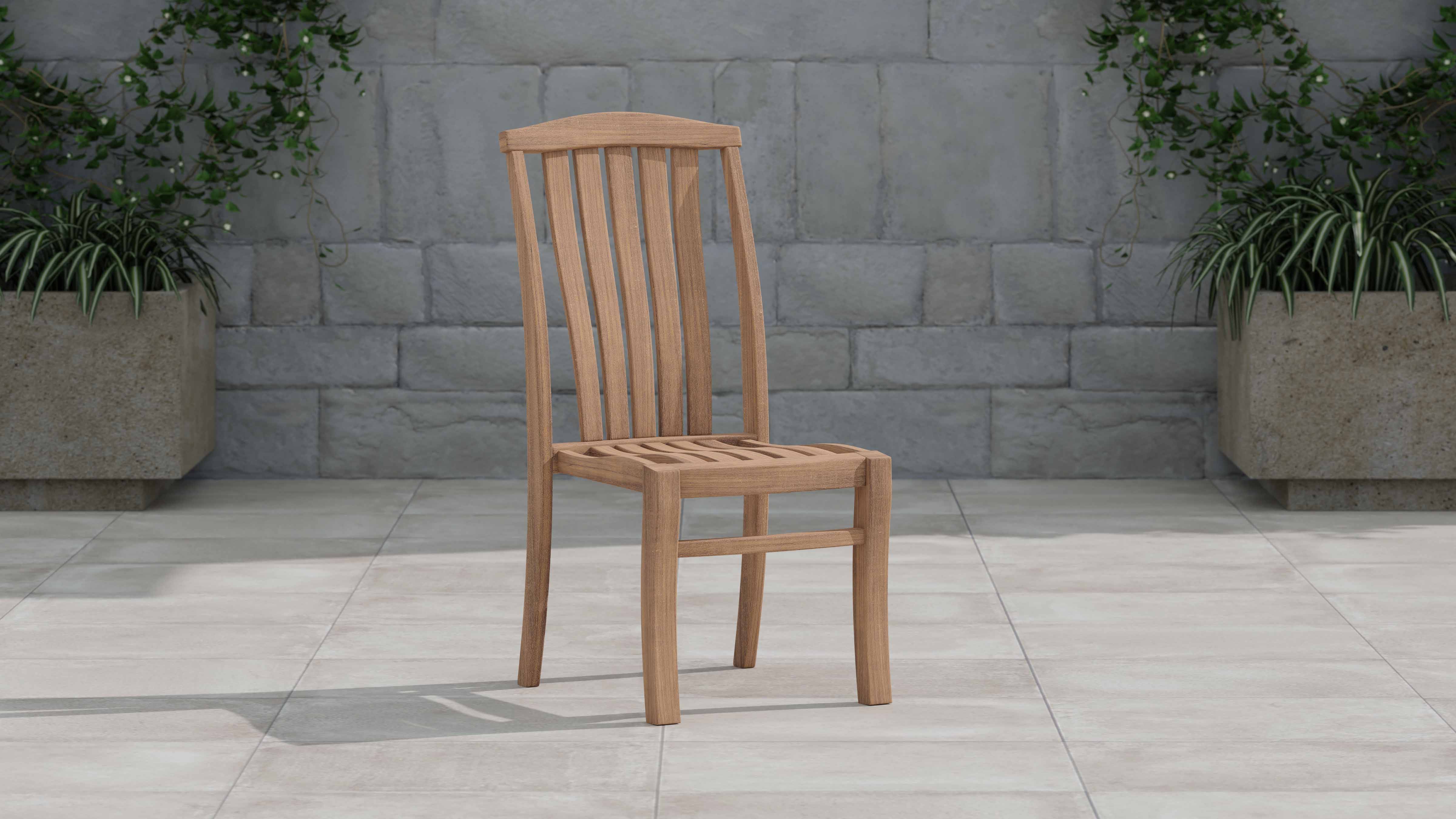 Dorchester Teak Garden Dining Chair Front Angled View