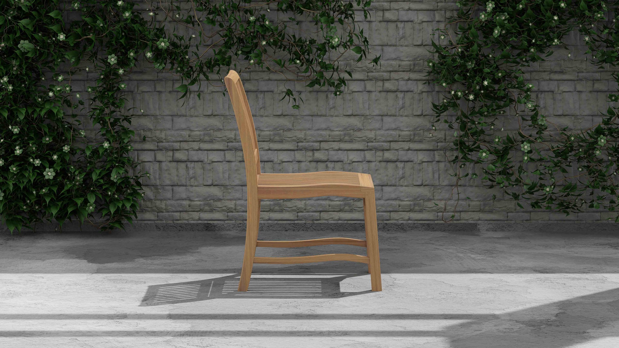 Guildford Teak Garden Dining Chair Side View