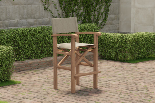 Teak Directors Bar Chair Front Angled View