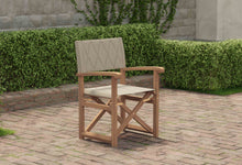 Folding Teak Directors Chair in Papyrus Side Front View