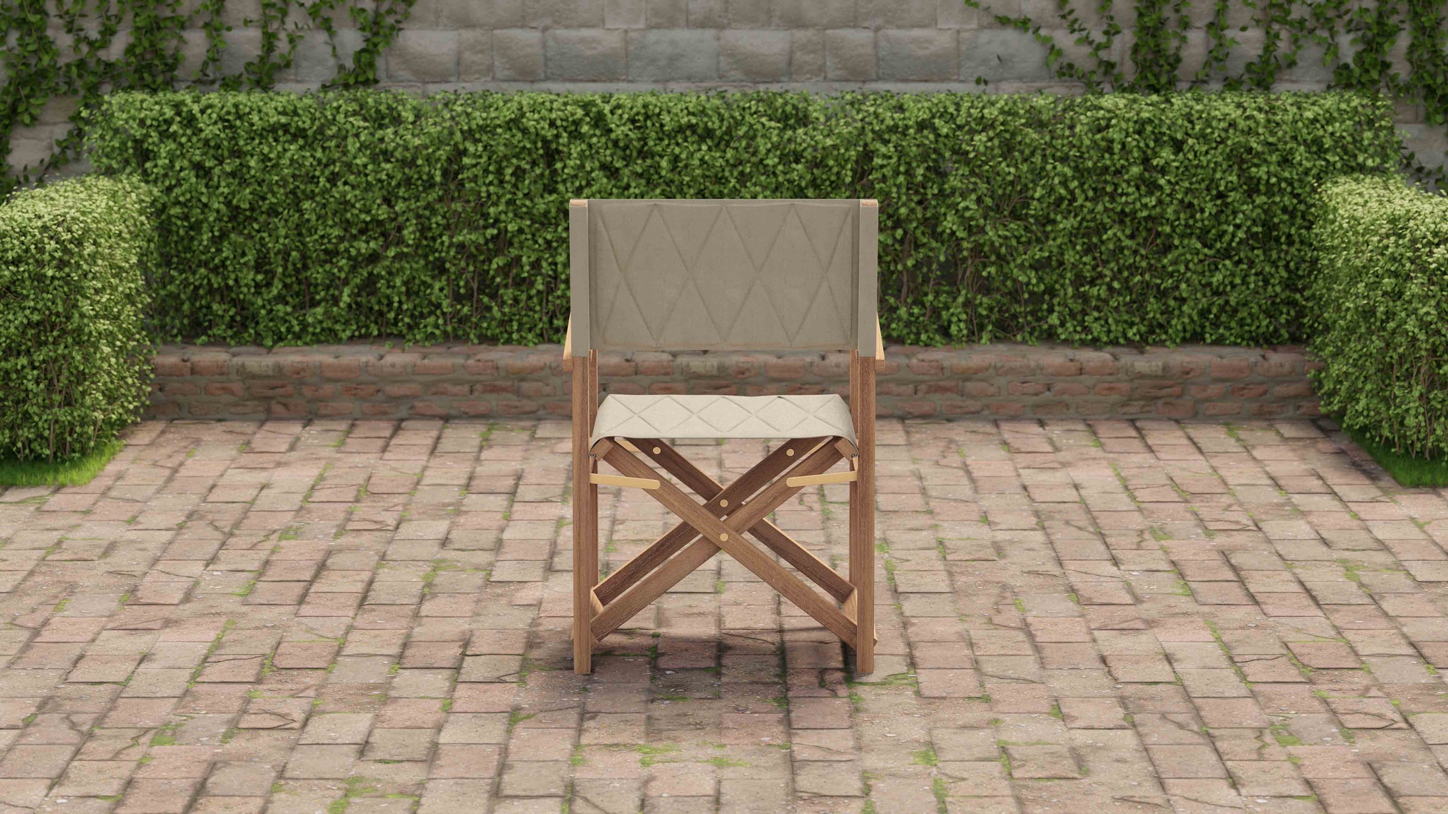 Folding Teak Directors Chair in Papyrus Rear View