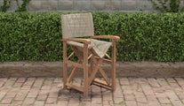 Folding Teak Directors Chair in Papyrus Semi Folded