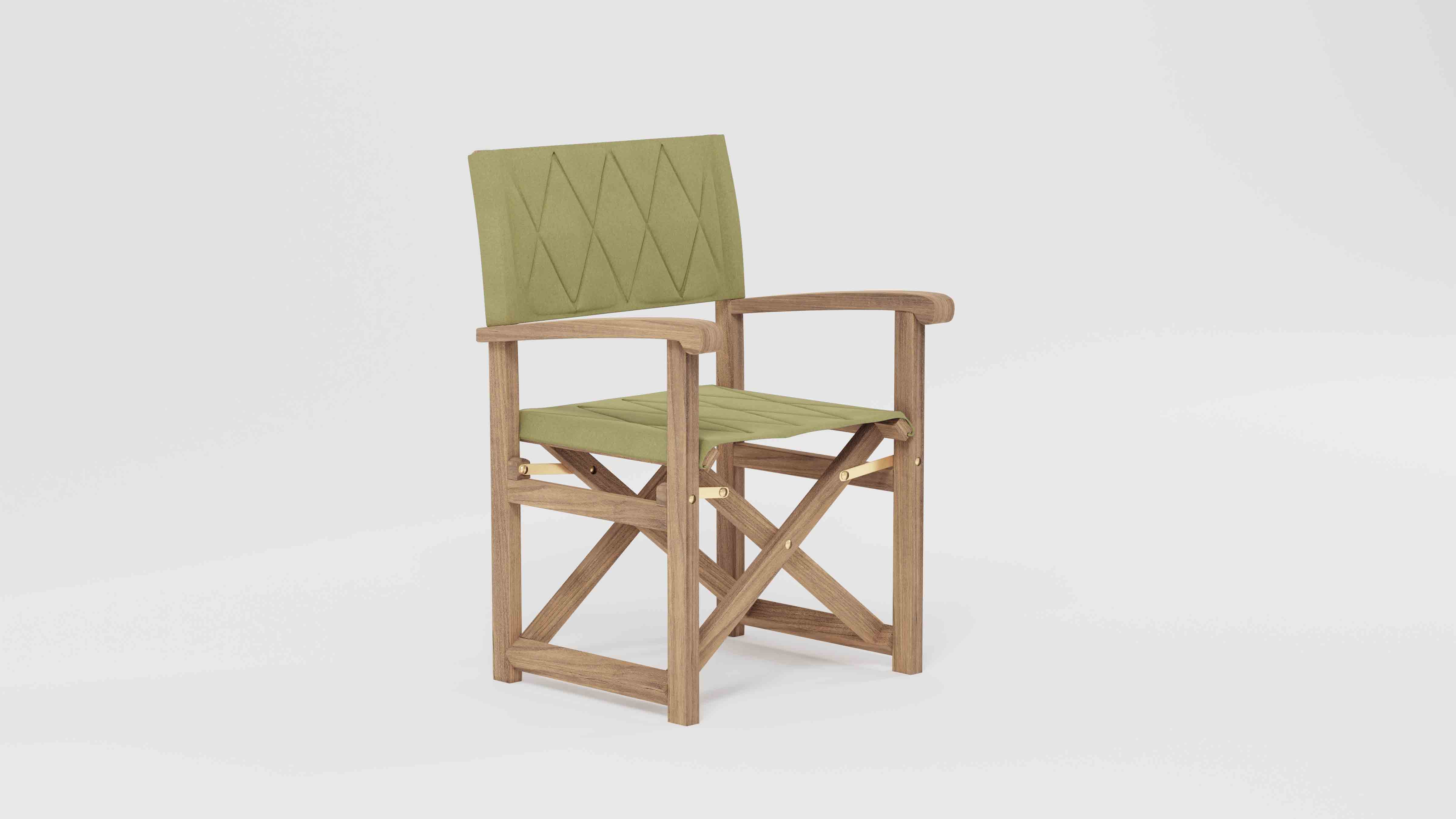 Folding Teak Directors Chair in Leaf Green