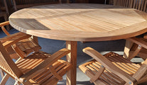 Teak Fixed Round Garden Table with Ripon Carver Chairs