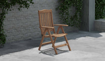 Lymington Teak Reclining & Folding Garden Chair Front Angled View