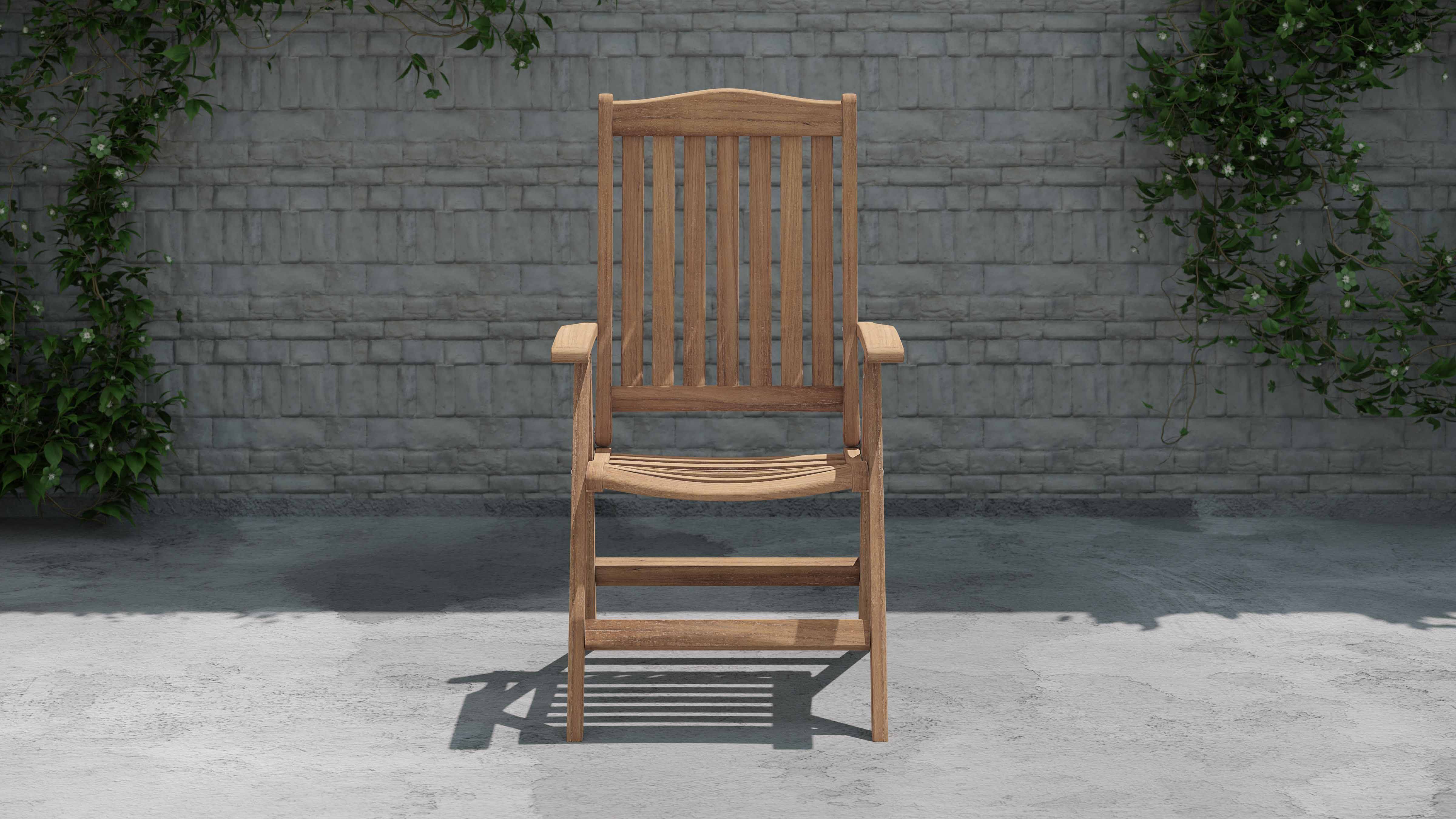 Lymington Teak Reclining Garden Chair Front View