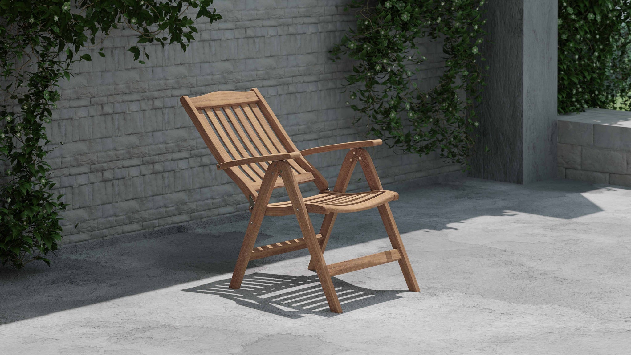 Lymington Teak Reclining Garden Chair Fully Reclined