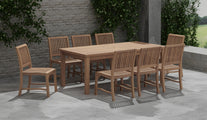 100 x 200cm Fixed Rectangular Teak Table with 8 Guildford Dining Chairs Alternative Front Angled View