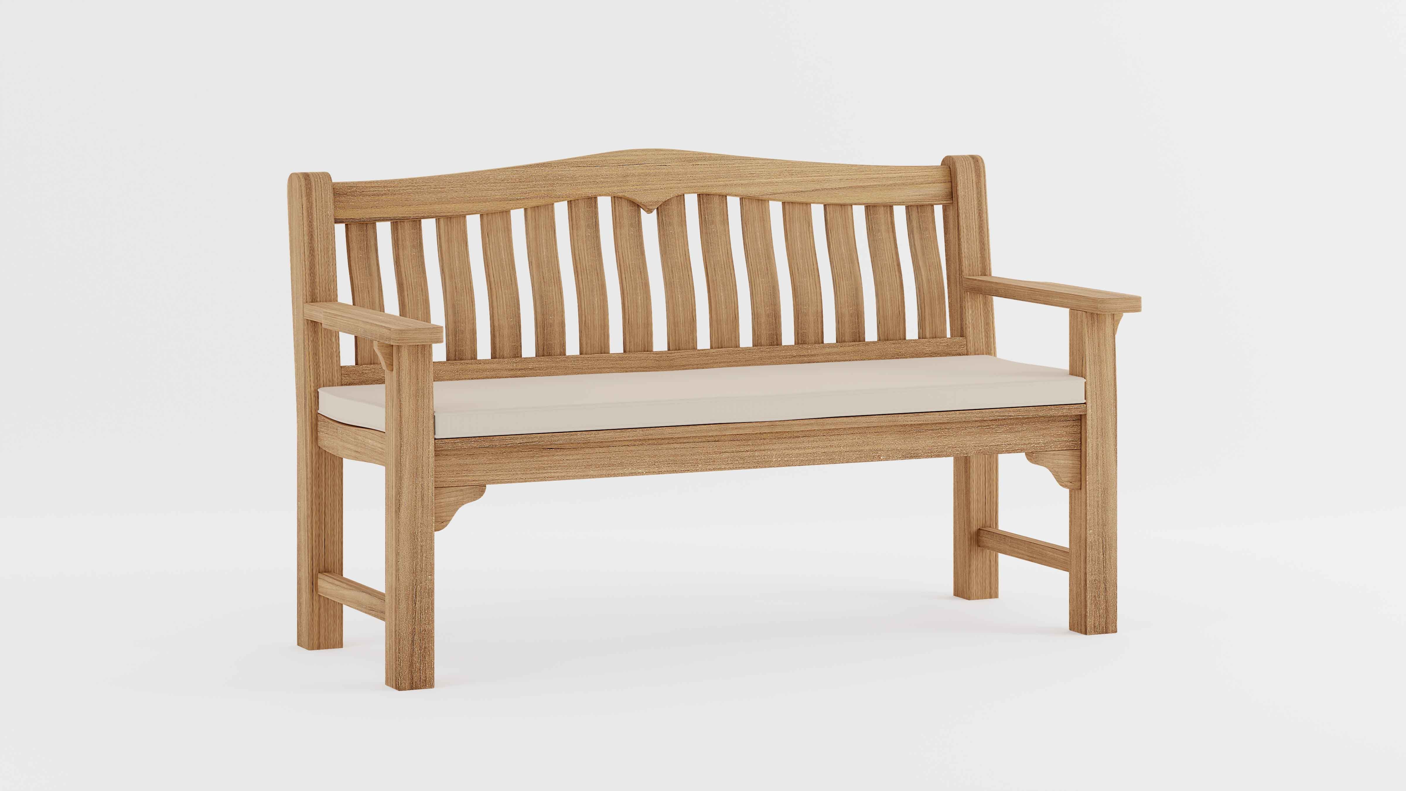 Hereford Teak Garden Bench with Ecru Cushion