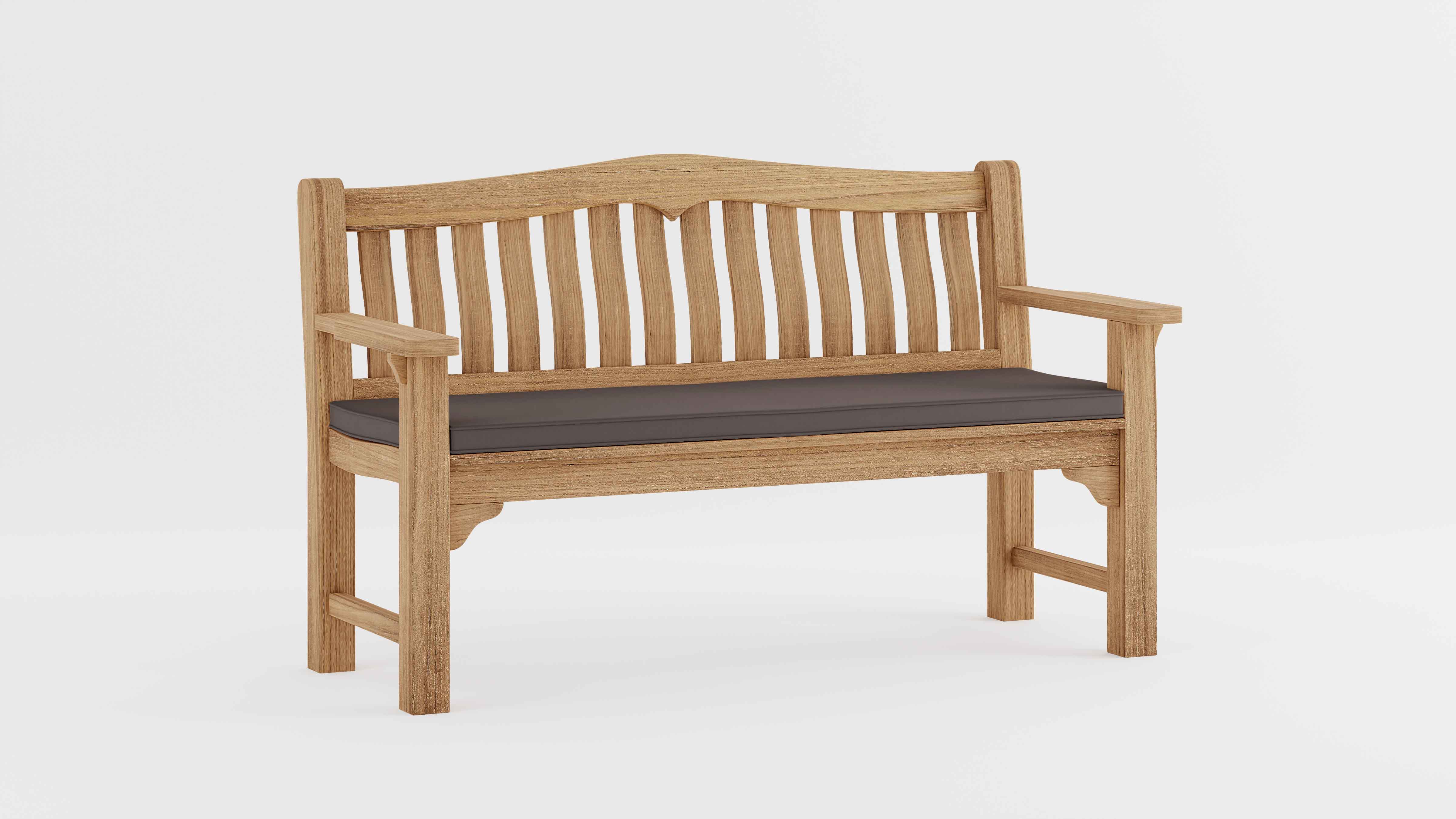 Hereford Teak Garden Bench with Graphite Cushion