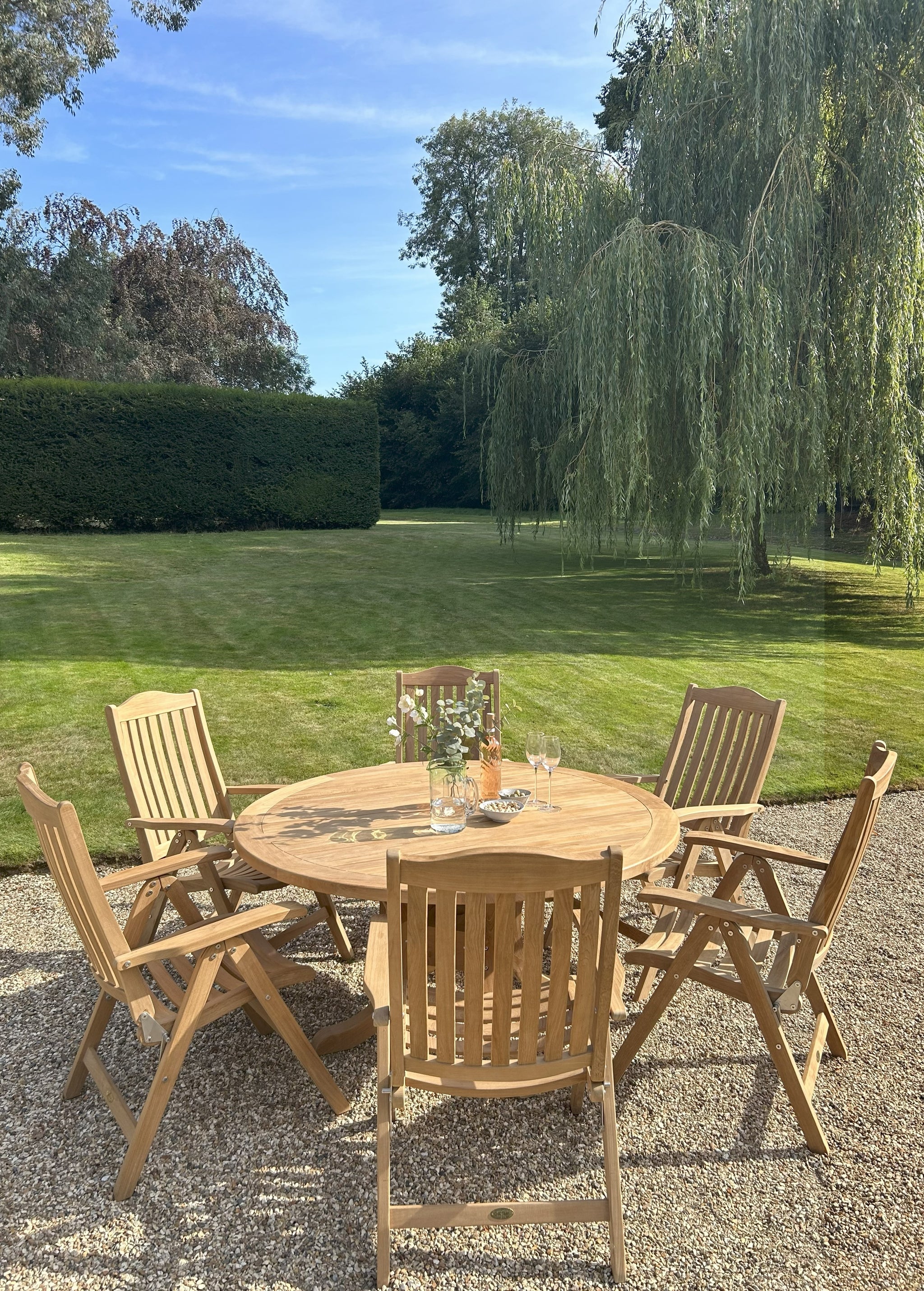 Garden Teak Pedestal Table - no parasol hole