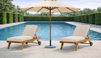 High Level Lounger & Parasol by Pool