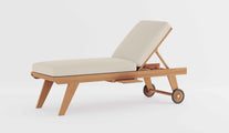 Teak High Level Lounger with Ecru Cushion & Optional Pull Out Tray 