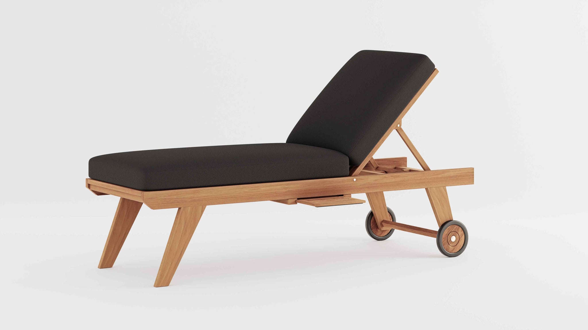 Teak High Level Lounger with Graphite Cushion & Optional Pull Out Tray 