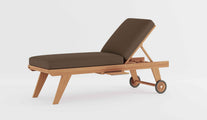 Teak High Level Lounger with Taupe Cushion & Optional Pull Out Tray 
