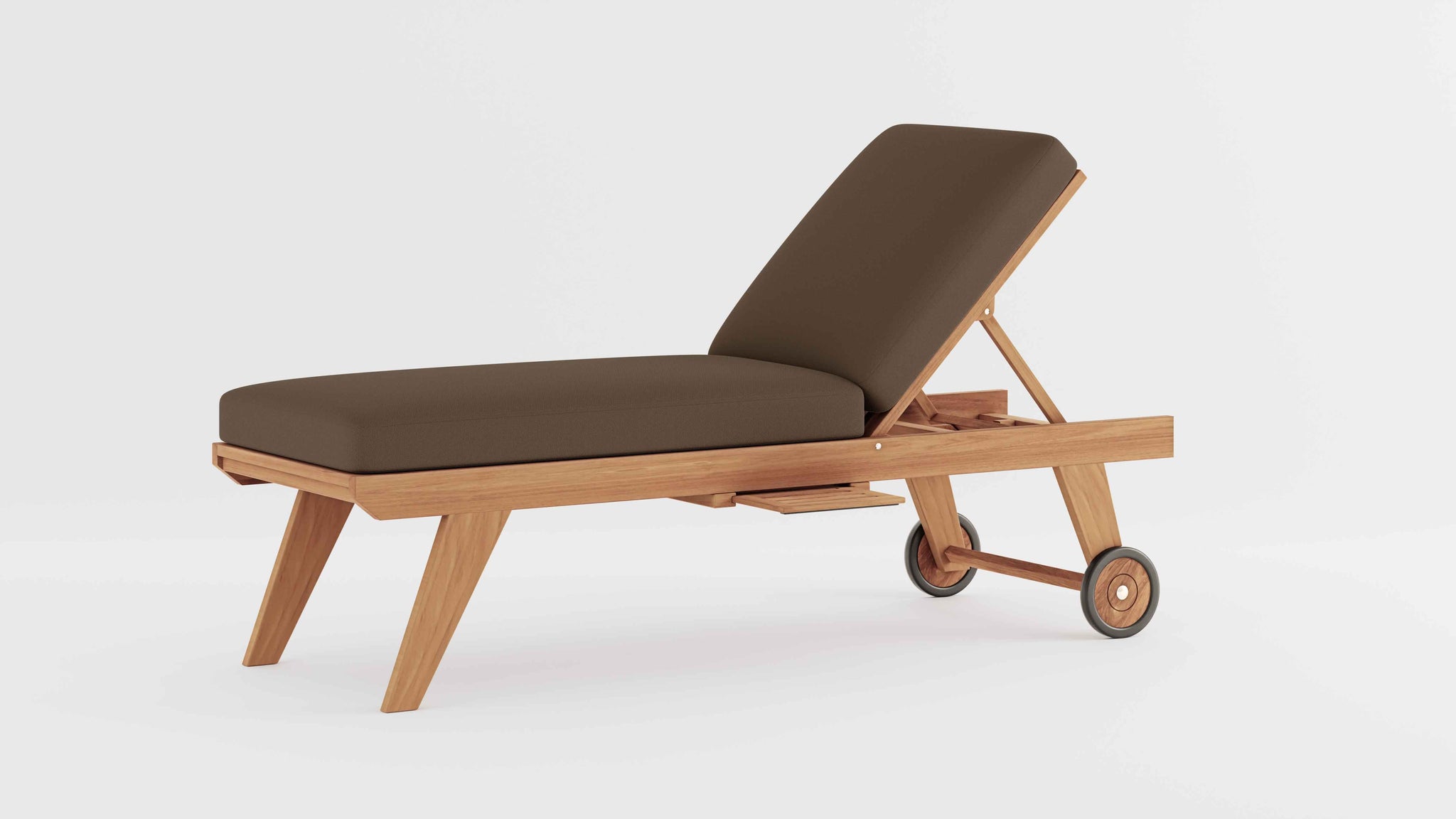 Teak High Level Lounger with Taupe Cushion & Optional Pull Out Tray 