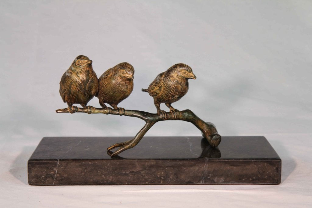 3 Birds on a Branch Green