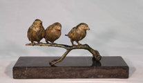 3 Birds on a Branch Green