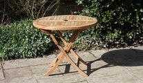 Round Folding Teak Garden Table  