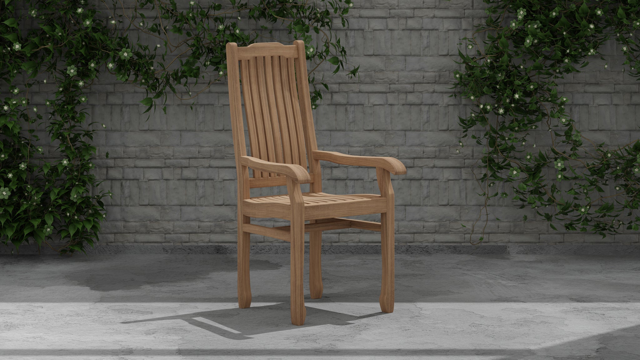 Teak Kensington Carver Chair Front Angled View