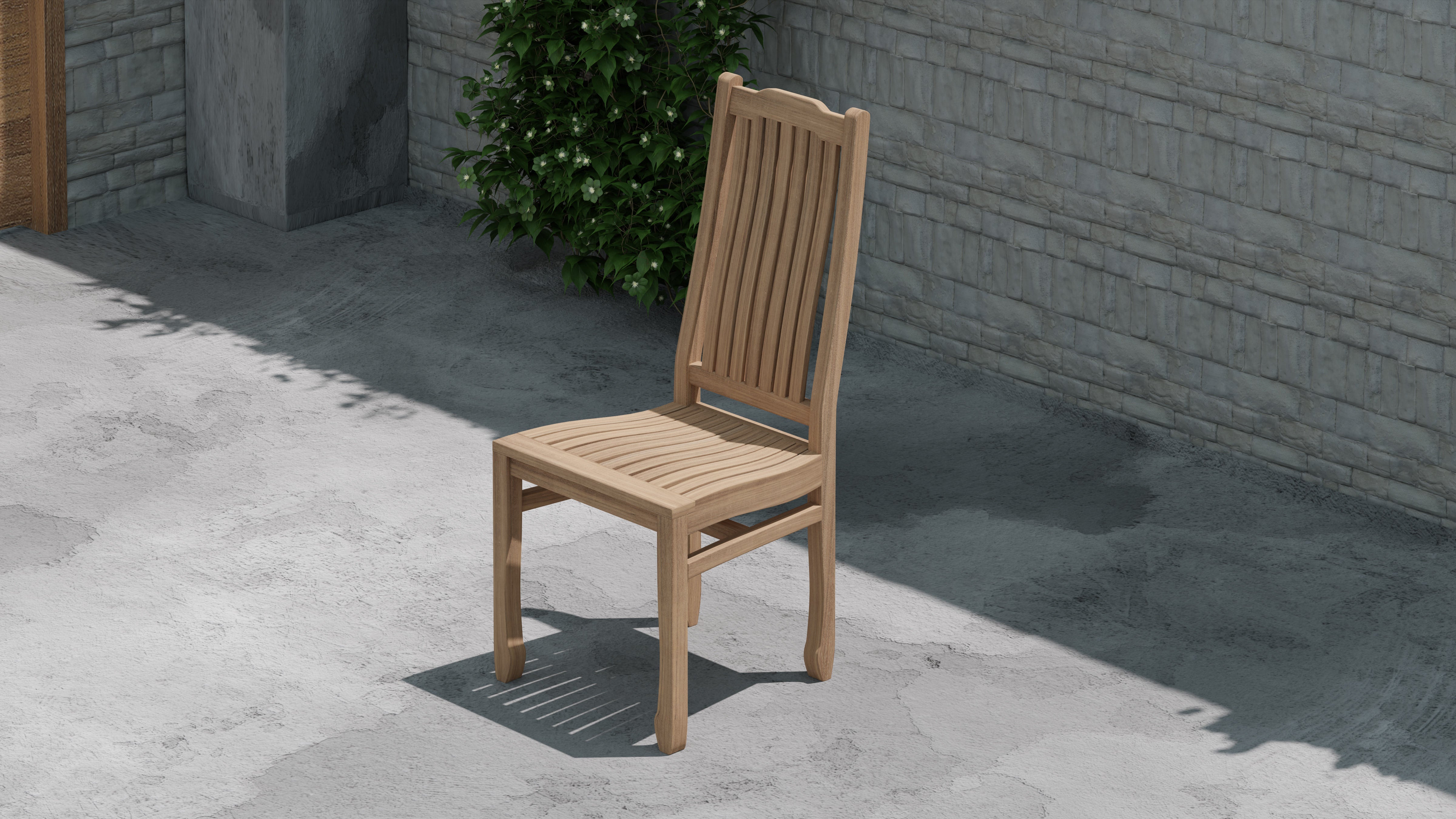 Kensington Teak Garden Dining Chair Overhead Perspective