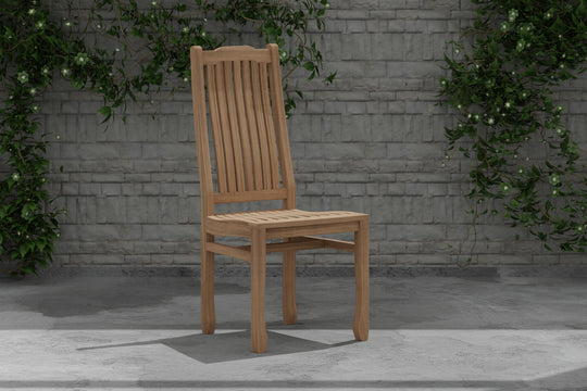 Kensington Teak Garden Dining Chair Front Angled View