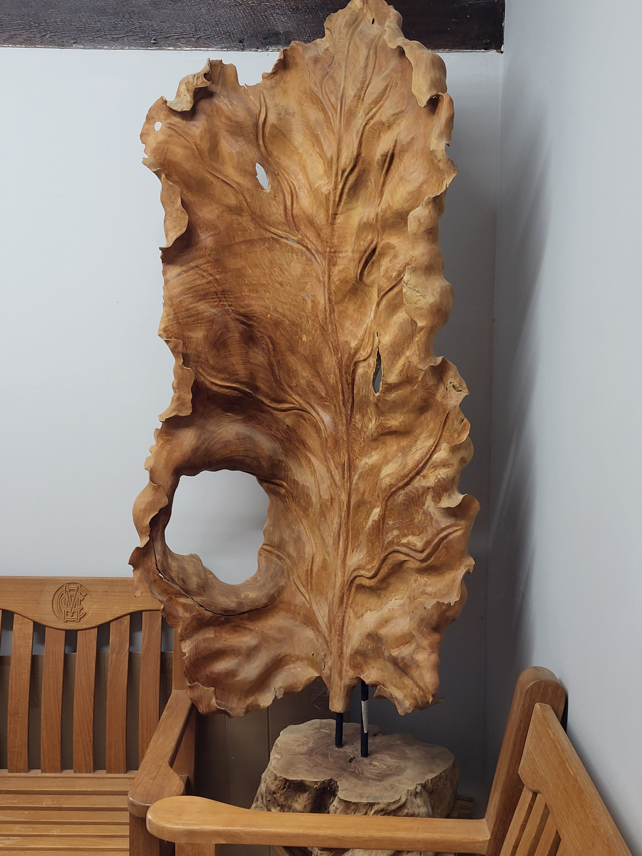Teak Leaf Sculptures - NEW
