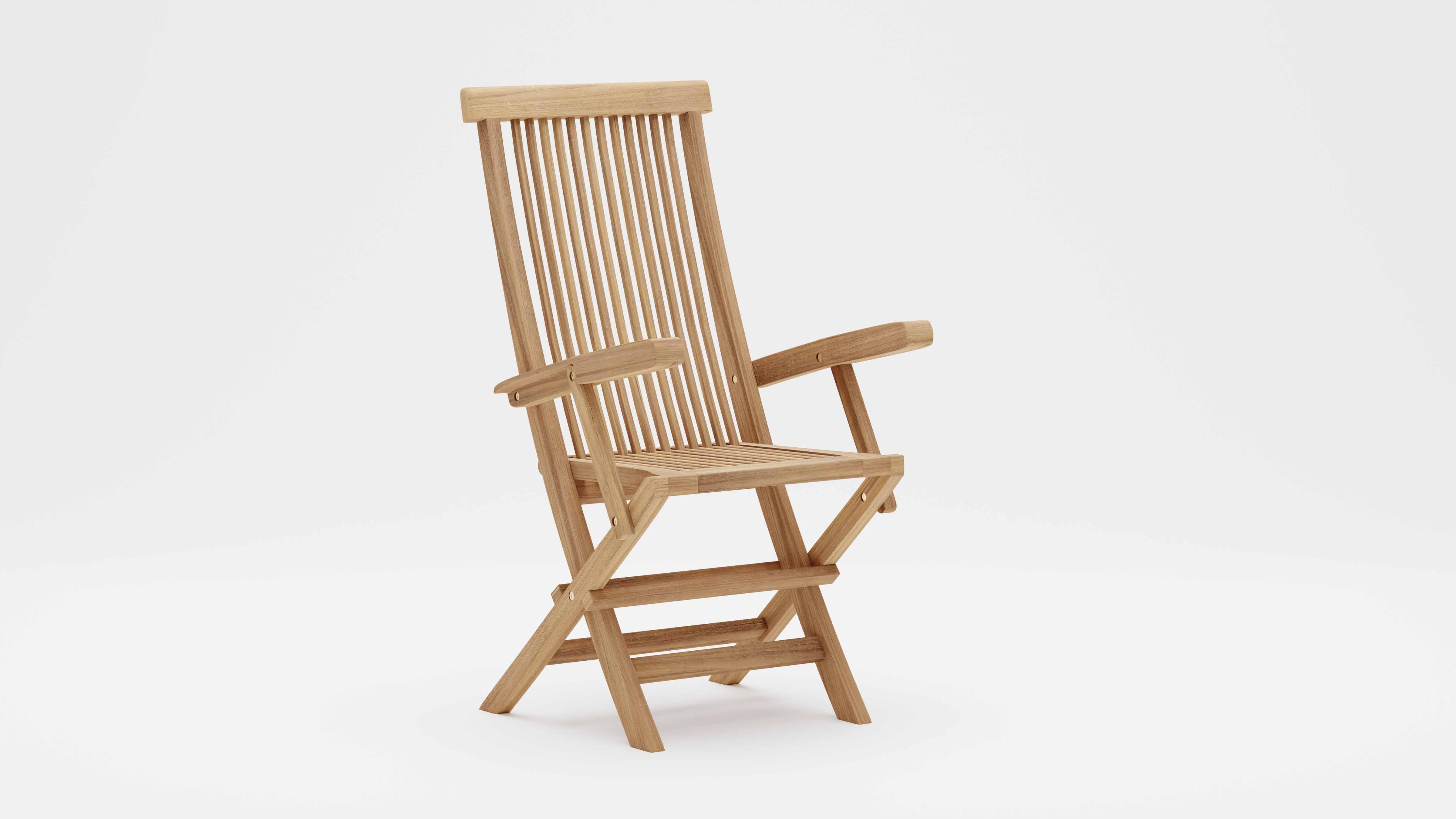 Lincoln Teak Garden Chair Carver with Arms Front  Studio View