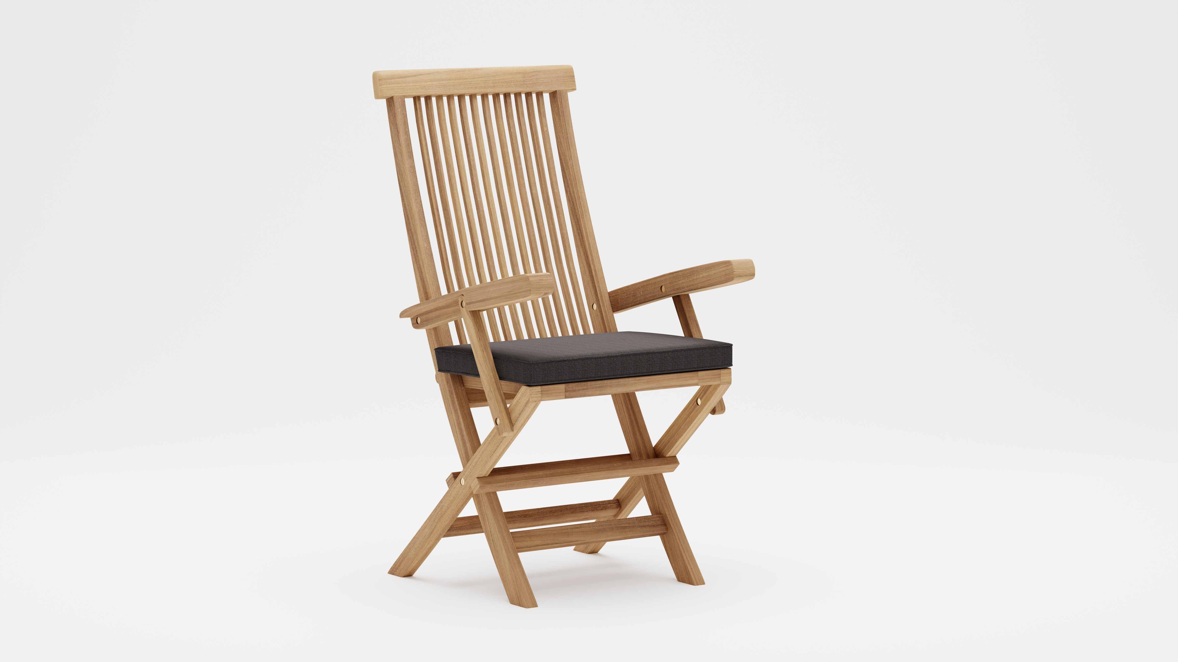 Lincoln Teak Garden Chair Carver with Graphite Cushion