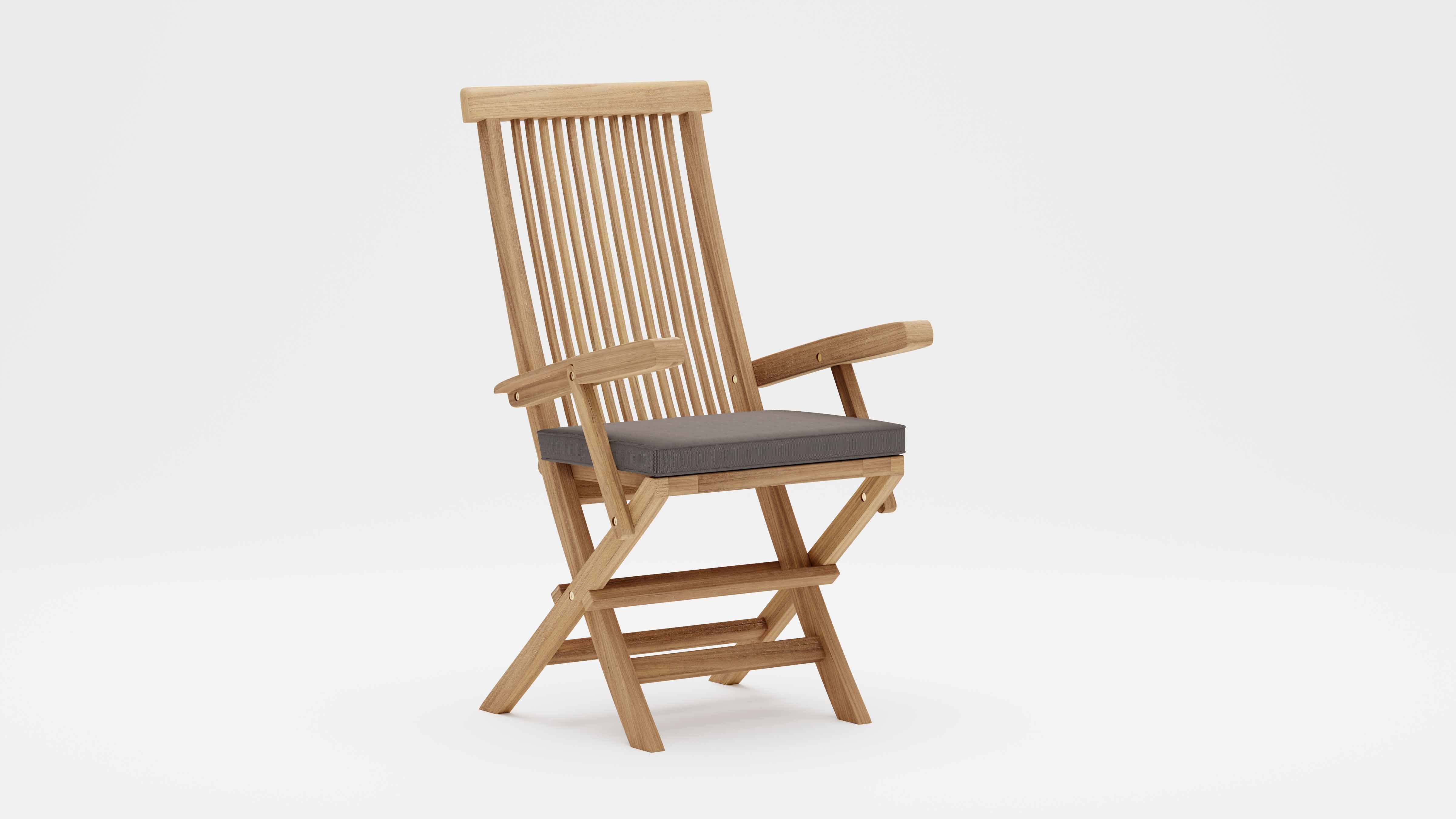 Lincoln Teak Garden Chair Carver with Light Grey Cushion