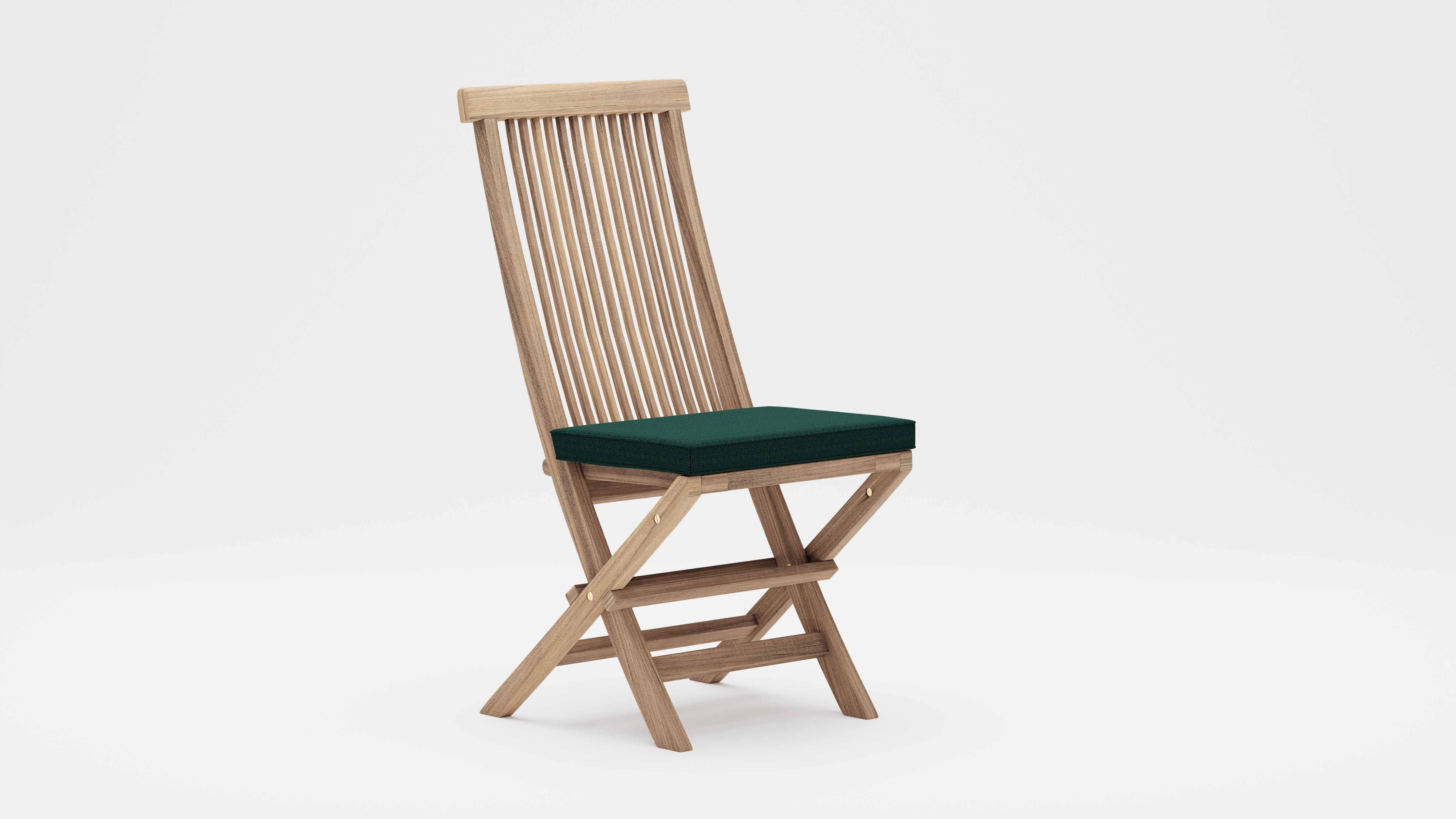 Lincoln Folding Teak Garden Dining Chair with Green Cushion