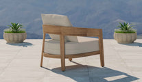 Windsor Teak Lounge Armchair with Ecru Cushions Rear Angled View