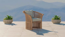 Teak Ascot Outdoor Lounge Chair with Ecru Cushions Front Angled View