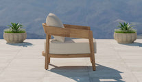 Windsor Teak Lounge Armchair with Ecru Cushions Side View