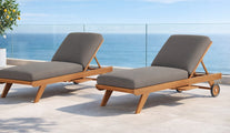Teak Sun Lounger with Light Grey Cushion