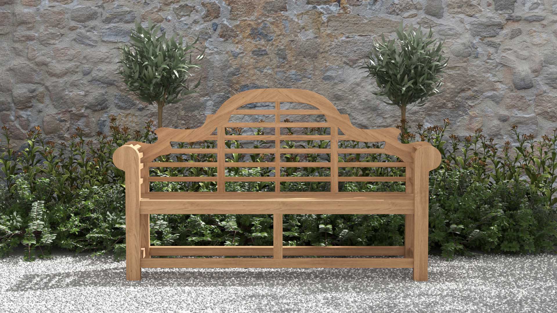 Lutyens Teak Garden Bench 150cm  Seater Front View