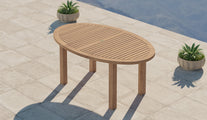 Teak Oval Garden Dining Table Overhead Perspective